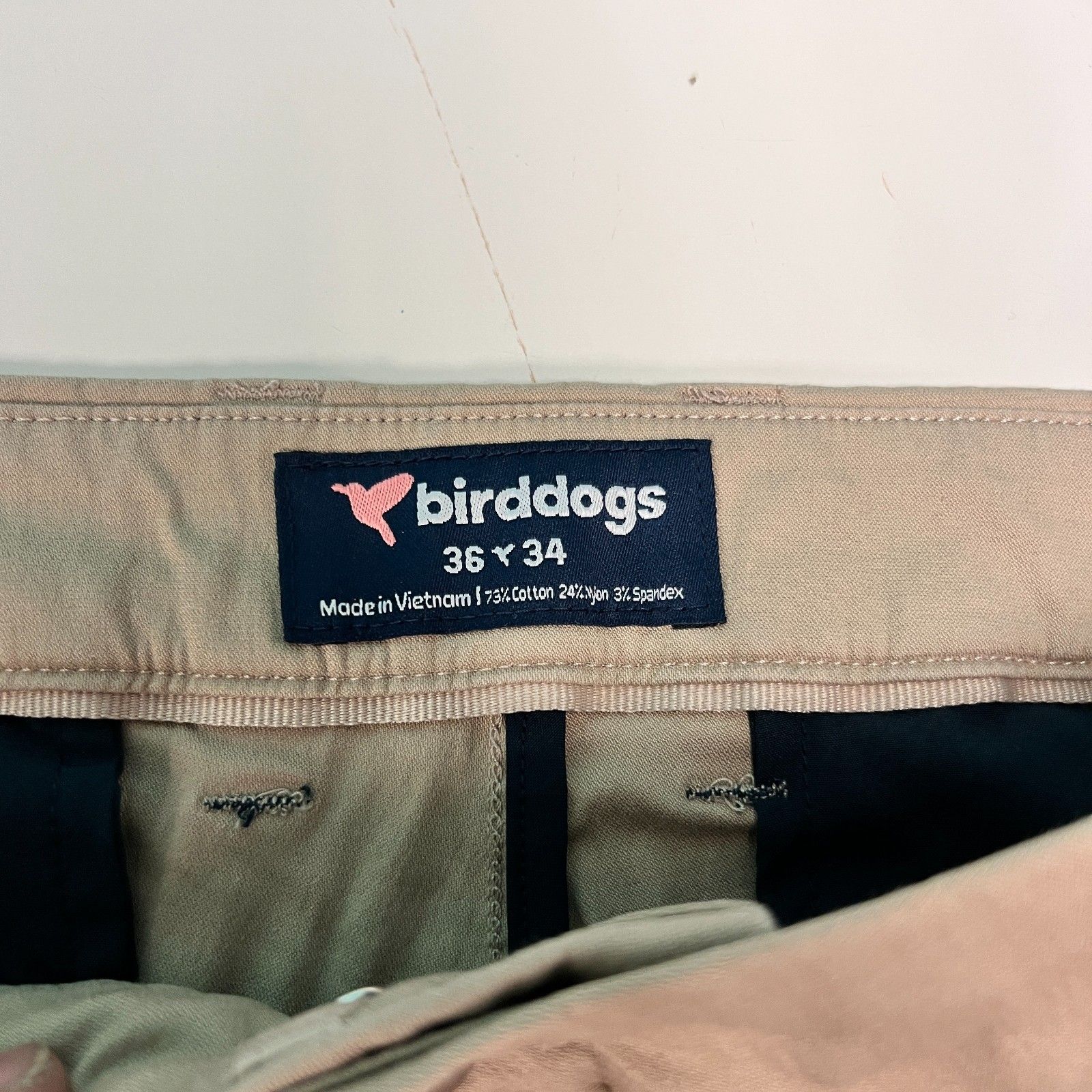 Birddogs Pants Mens 36x34 Khaki Tan Stretch Chino Zip Pocket — image 4 of 8